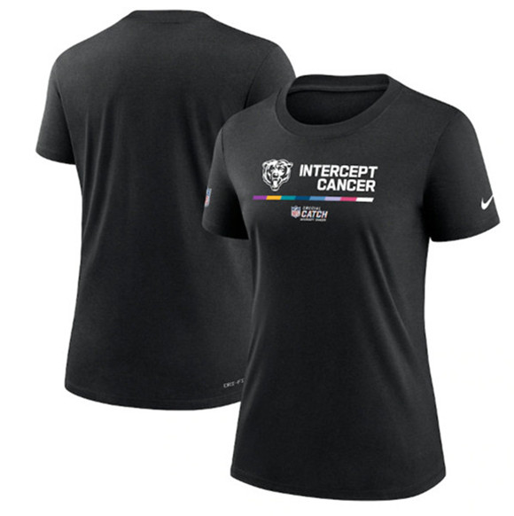 Women's Chicago Bears Black 2022 Crucial Catch Performance T-Shirt(Run Small)